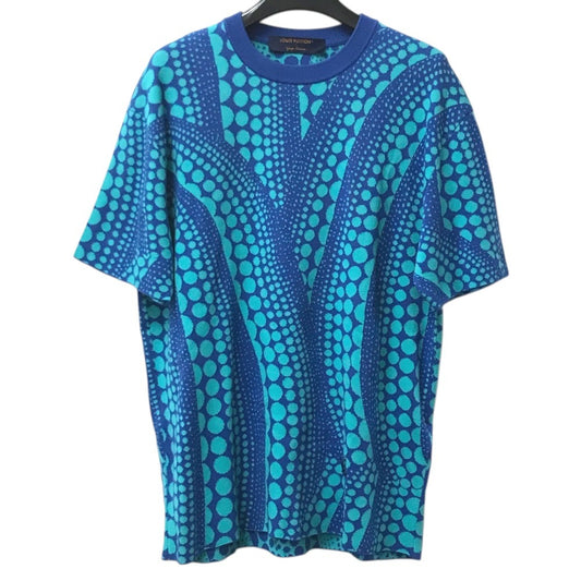 LOUIS VUITTON 不明 Kusama Yayoi Collaboration LV x YK All Over Pumpkin Crew Neck Short-sleeved apparel top, polka dot shirt, T-shirt RW232H knit cotton blue/Green Used