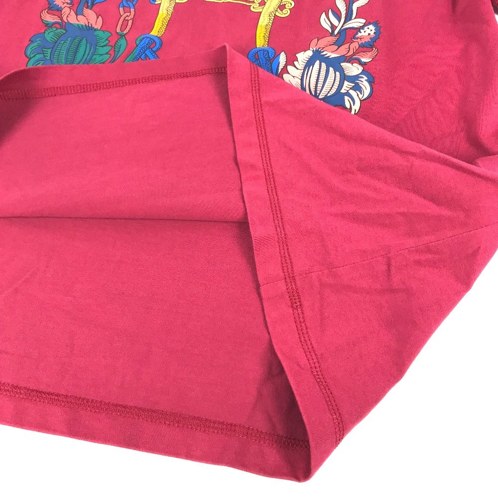 HERMES Della Cavalleria logo H logo top, short-sleeved apparel Shirt T-shirt Short sleeve T-shirt cotton Red/Multicolore Used