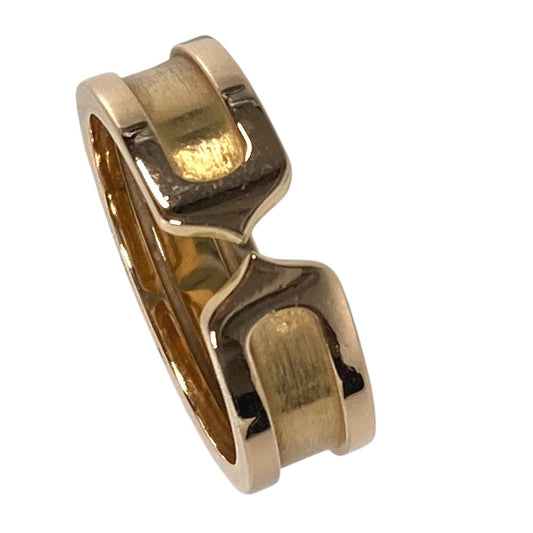 CARTIER K18 Gold 18K 2C Ring Logo Accessory Jewelry Ring YG750 Gold Used