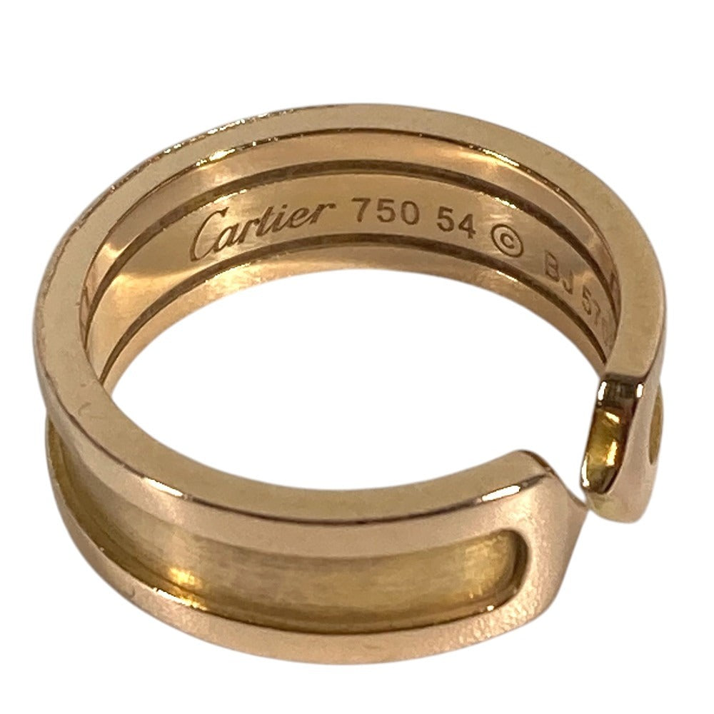 CARTIER K18 Gold 18K 2C Ring Logo Accessory Jewelry Ring YG750 Gold Used