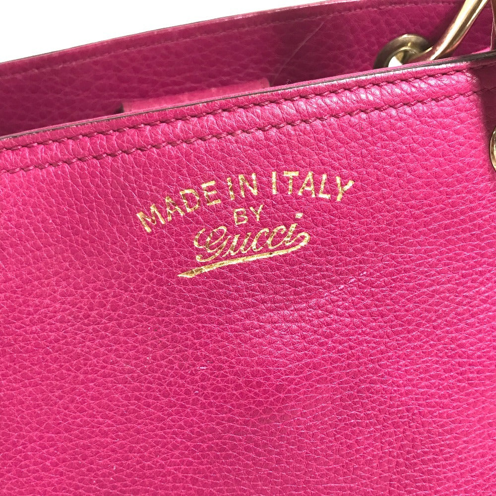 GUCCI 336032 Logo Bamboo 2-Way Bag Bag, Shoulder Bag, Crossbody Bag Hand Bag Leather Purple pink Based Used