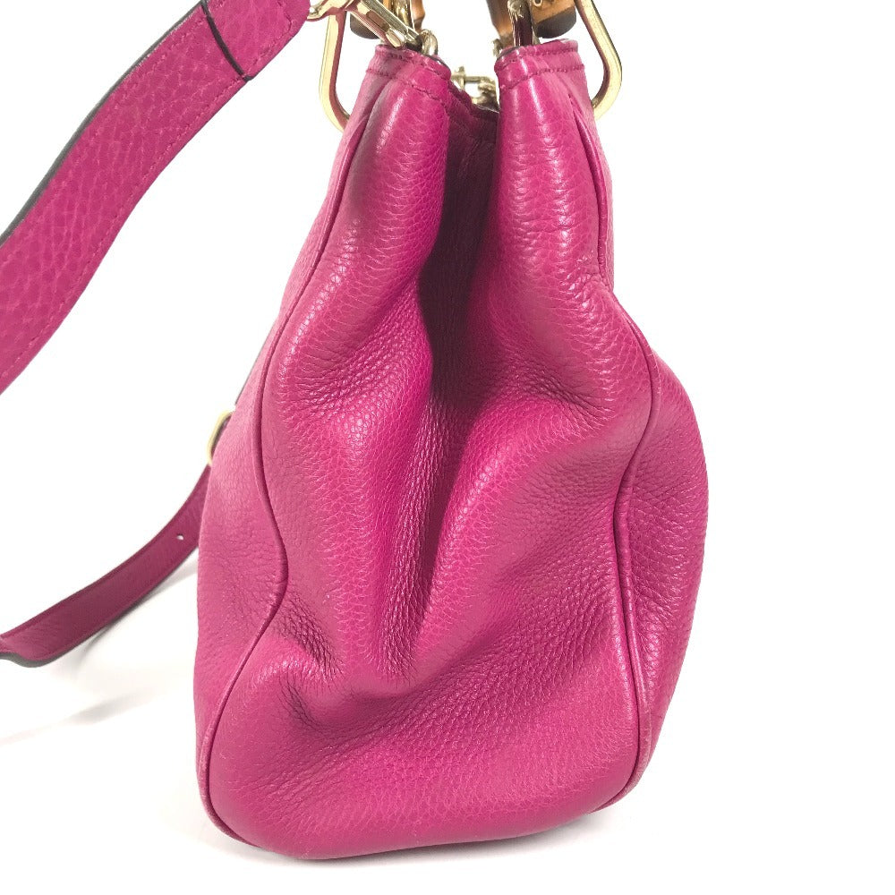 GUCCI 336032 Logo Bamboo 2-Way Bag Bag, Shoulder Bag, Crossbody Bag Hand Bag Leather Purple pink Based Used