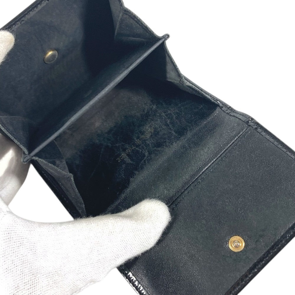 CHANEL CC CC Mark logo Compact wallet Trifold wallet enamel Black Used