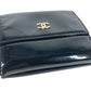 CHANEL CC CC Mark logo Compact wallet Trifold wallet enamel Black Used