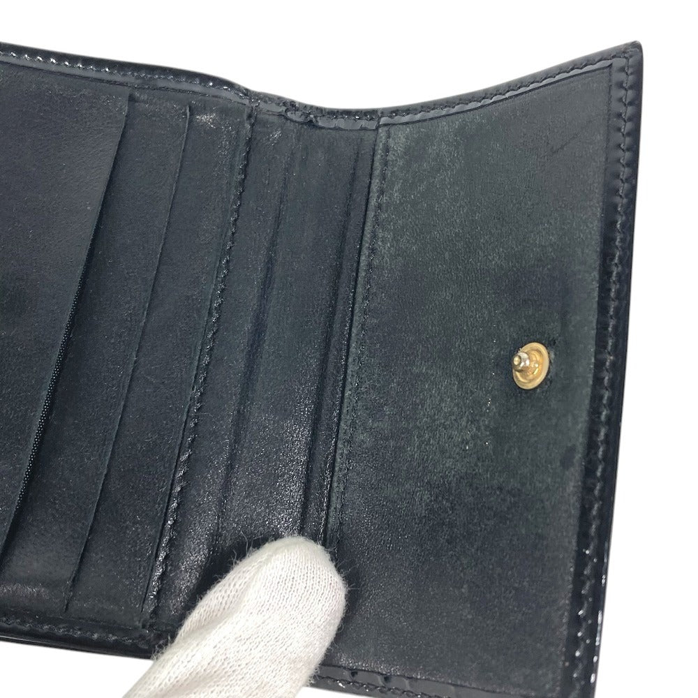 CHANEL CC CC Mark logo Compact wallet Trifold wallet enamel Black Used