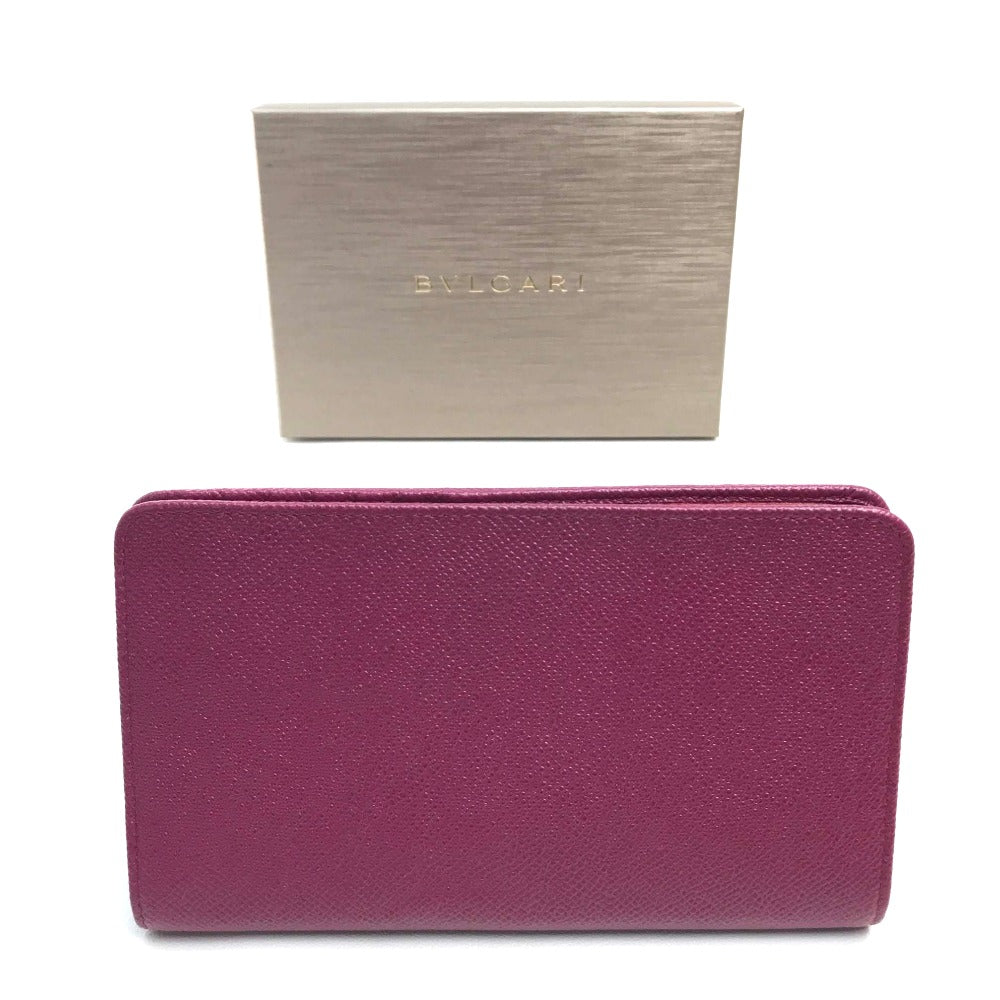 BVLGARI ブルガリブルガリ パスケース 2つ折り財布 カーフレザー レディース フーシャピンク×レッド