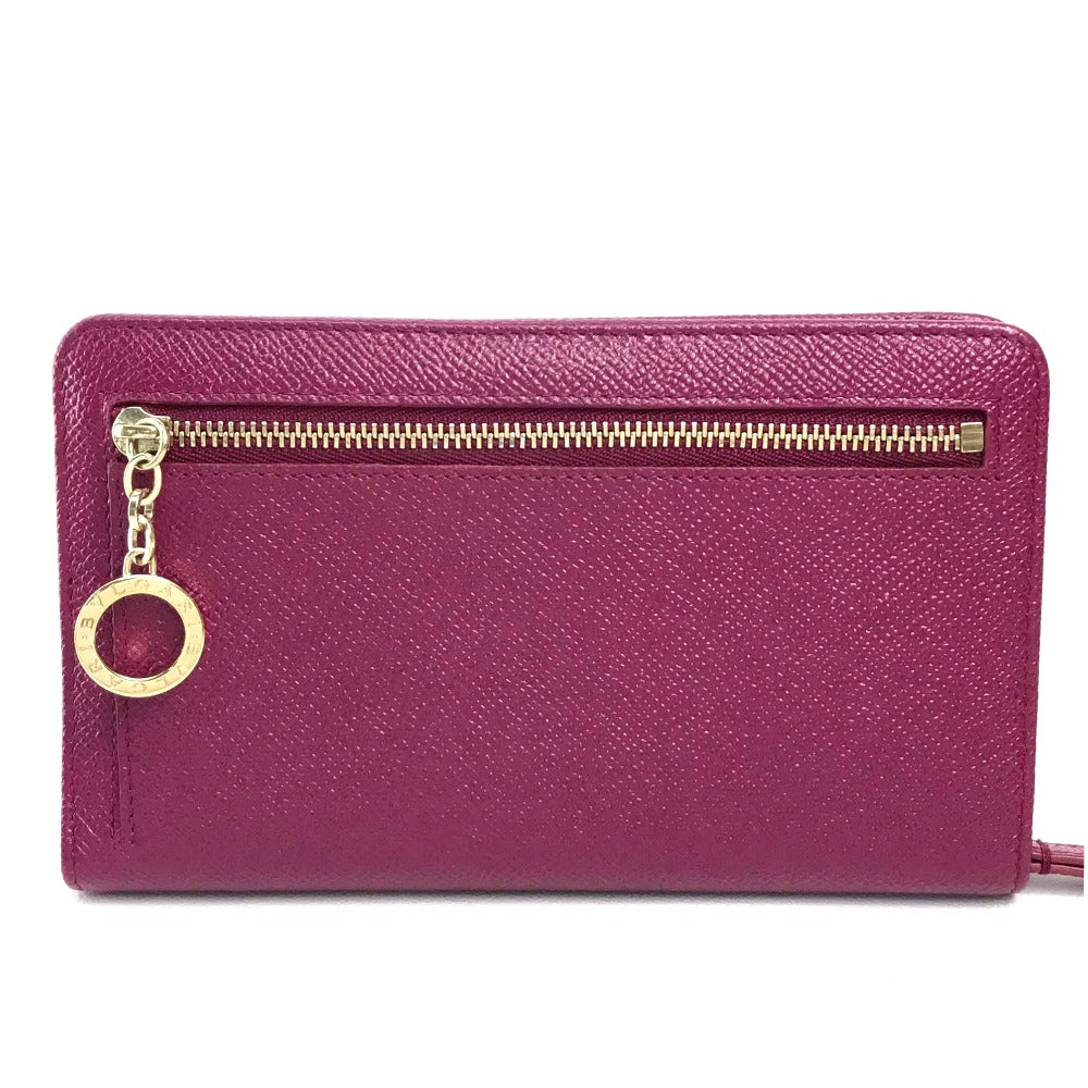 BVLGARI ブルガリブルガリ パスケース 2つ折り財布 カーフレザー レディース フーシャピンク×レッド