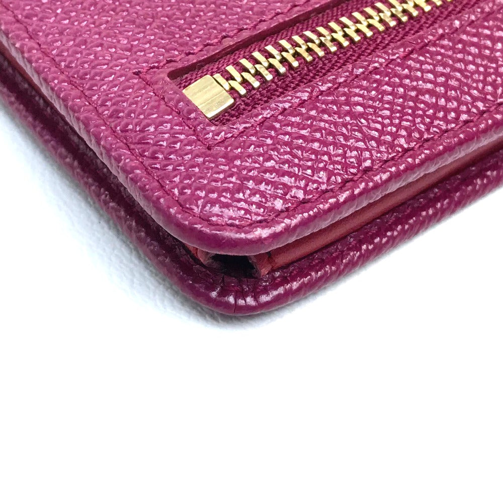 BVLGARI ブルガリブルガリ パスケース 2つ折り財布 カーフレザー レディース フーシャピンク×レッド