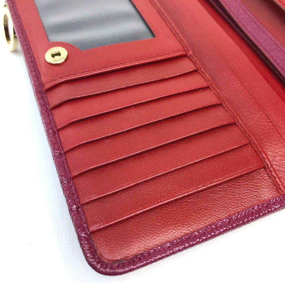 BVLGARI ブルガリブルガリ パスケース 2つ折り財布 カーフレザー レディース フーシャピンク×レッド