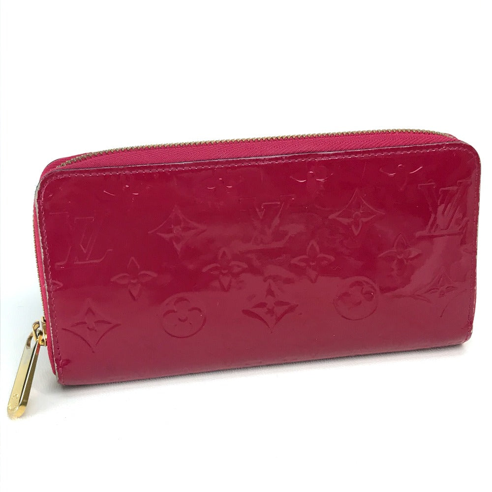 LOUIS VUITTON M91597 Monogram Vernis Zippy Wallet, Patent Leather, Women's, Rose Andiane, Dark Pink