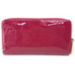 LOUIS VUITTON M91597 Monogram Vernis Zippy Wallet, Patent Leather, Women's, Rose Andiane, Dark Pink