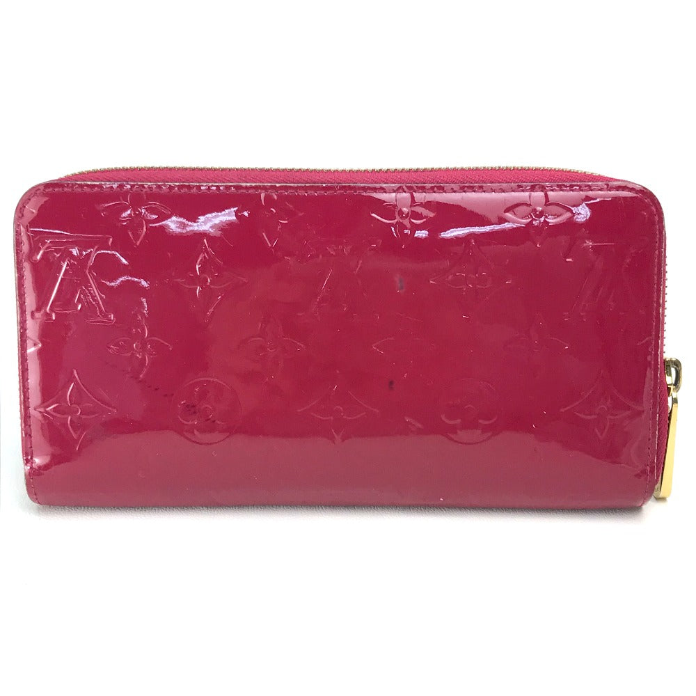 LOUIS VUITTON M91597 Monogram Vernis Zippy Wallet, Patent Leather, Women's, Rose Andiane, Dark Pink