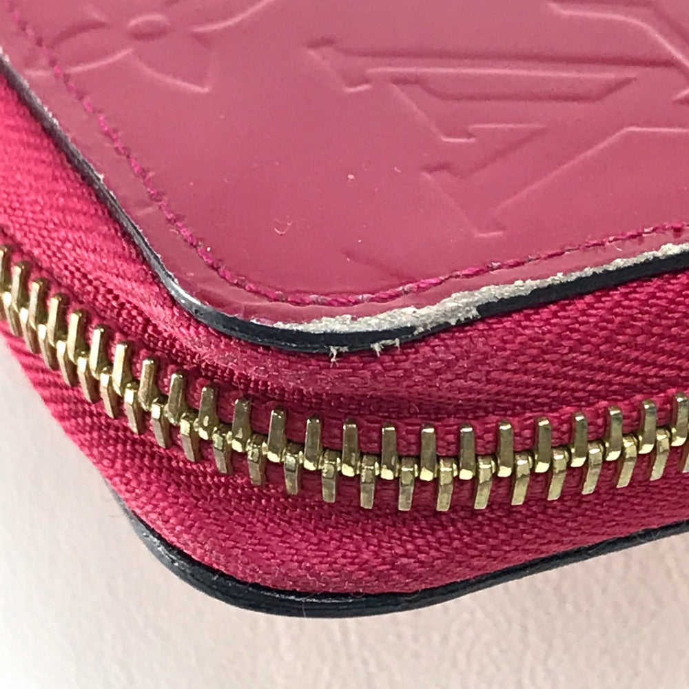 LOUIS VUITTON M91597 Monogram Vernis Zippy Wallet, Patent Leather, Women's, Rose Andiane, Dark Pink