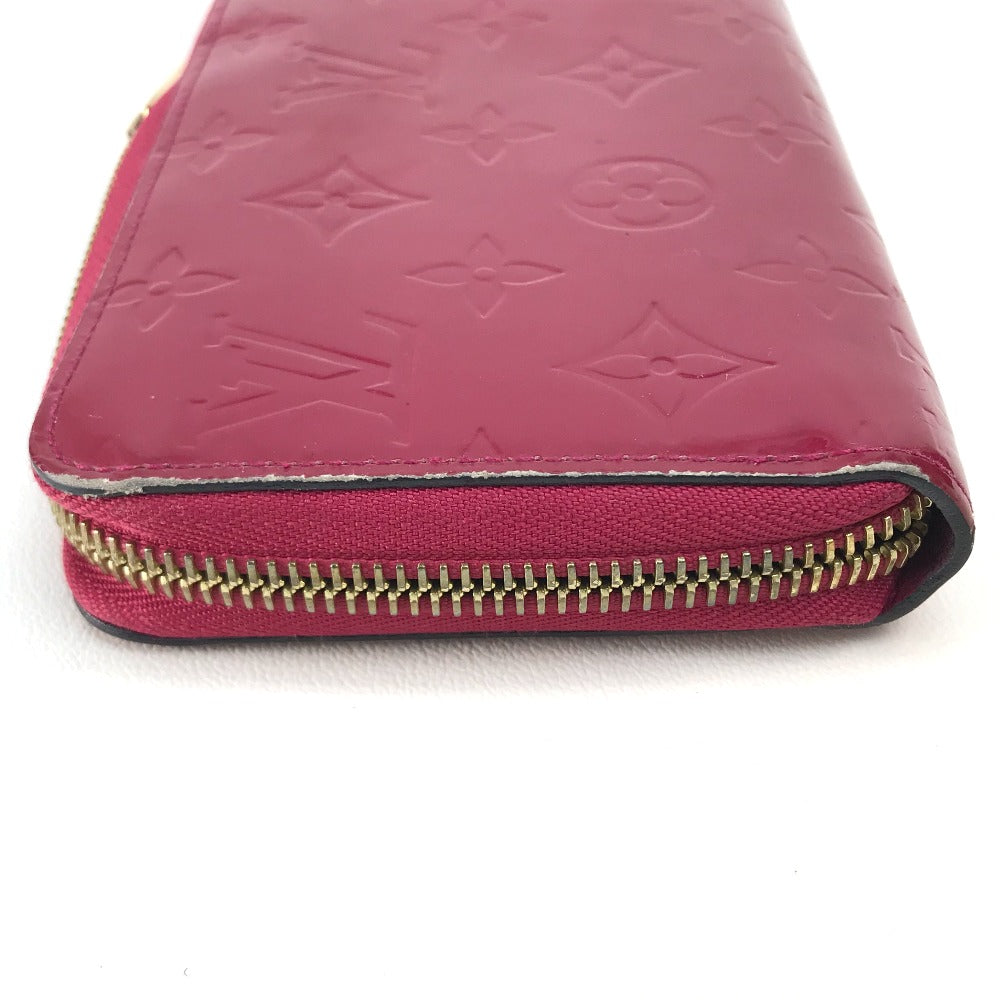LOUIS VUITTON M91597 Monogram Vernis Zippy Wallet, Patent Leather, Women's, Rose Andiane, Dark Pink