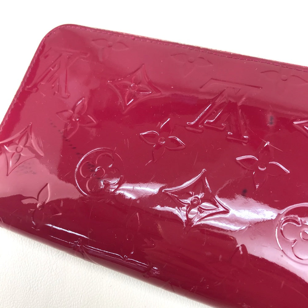 LOUIS VUITTON M91597 Monogram Vernis Zippy Wallet, Patent Leather, Women's, Rose Andiane, Dark Pink