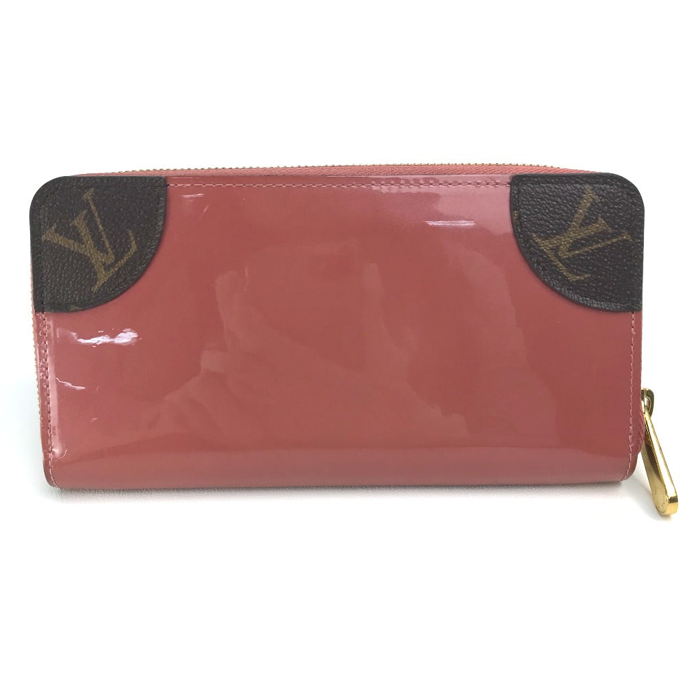 LOUIS VUITTON M62318 Monogram Zippy Venice Long Wallet Patent Leather Women's Ville Rose Pink Beige