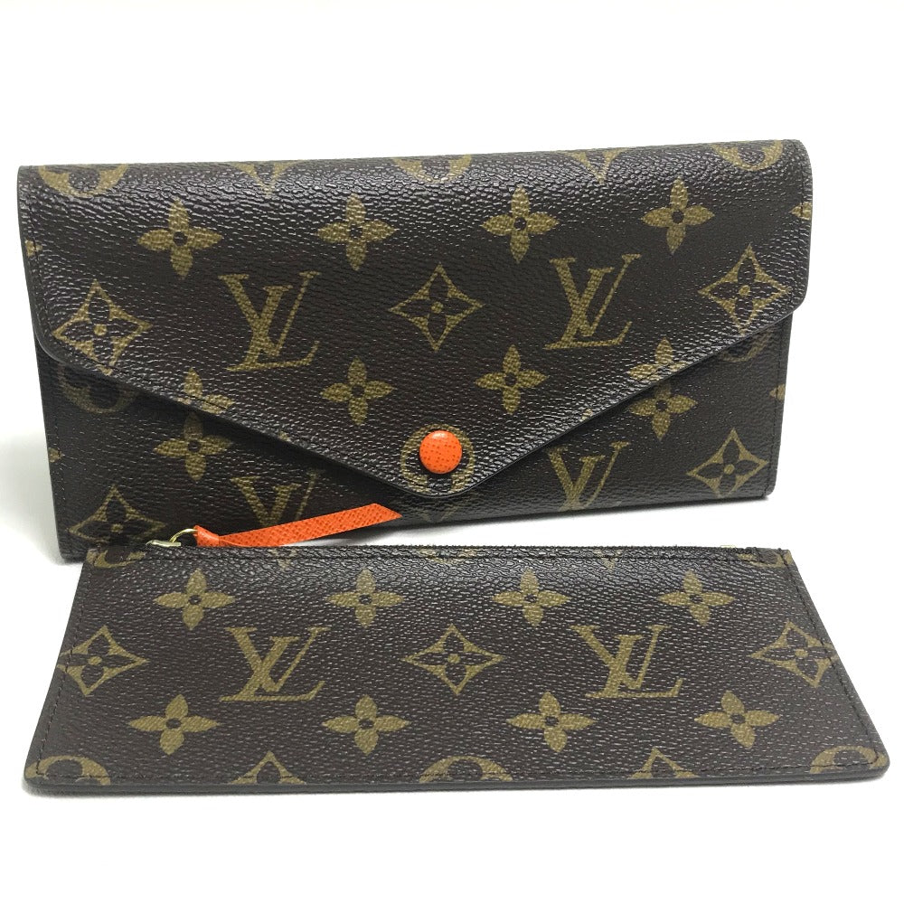 LOUIS VUITTON Portefeuille Josephine Long Wallet with Coin Case, Monogram Canvas, Women's, Orange, Brown x Orange
