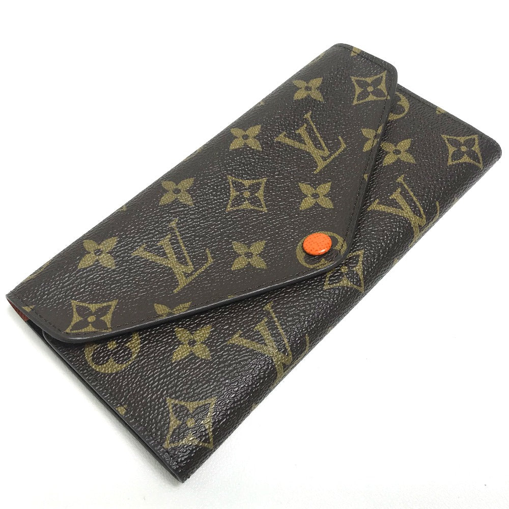 LOUIS VUITTON Portefeuille Josephine Long Wallet with Coin Case, Monogram Canvas, Women's, Orange, Brown x Orange