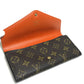 LOUIS VUITTON Portefeuille Josephine Long Wallet with Coin Case, Monogram Canvas, Women's, Orange, Brown x Orange