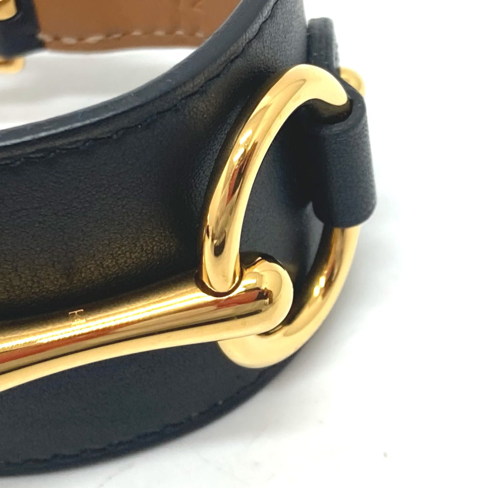 HERMES Horsebit Accessory Bangle Bracelet in Swift Leather, Women's, Black