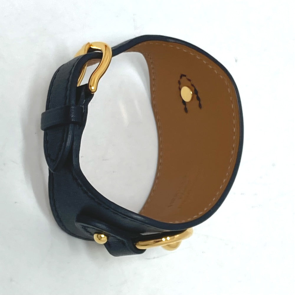 HERMES Horsebit Accessory Bangle Bracelet in Swift Leather, Women's, Black