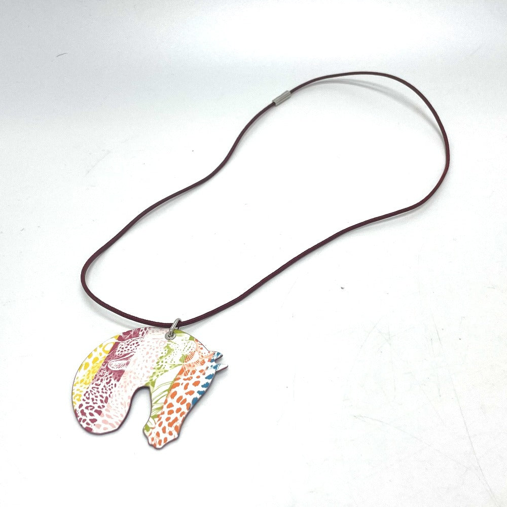 HERMES Tattersall Tatouage GM Jungle Love Rainbow Enamel Necklace in Rouge Grenat Multicolor