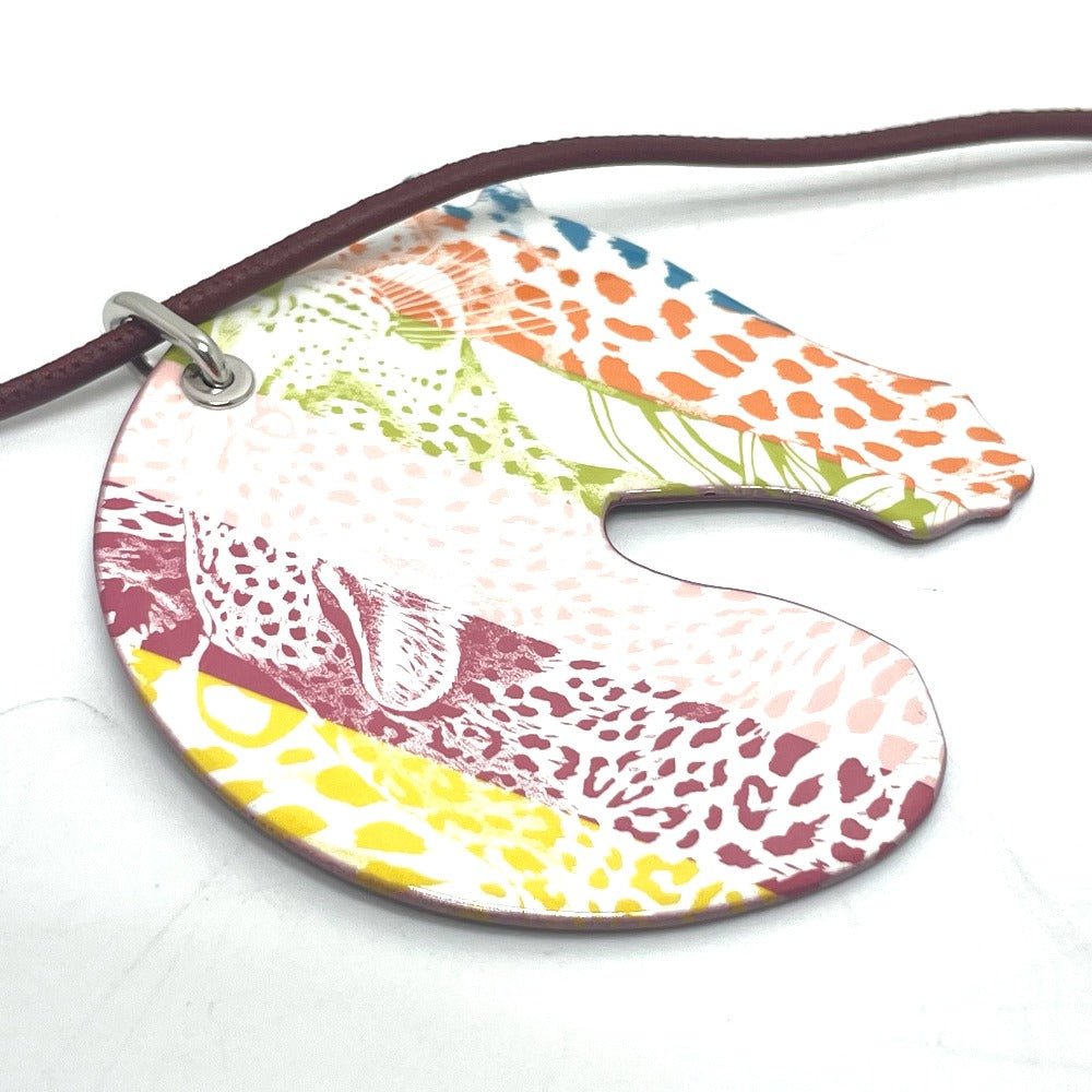 HERMES Tattersall Tatouage GM Jungle Love Rainbow Enamel Necklace in Rouge Grenat Multicolor