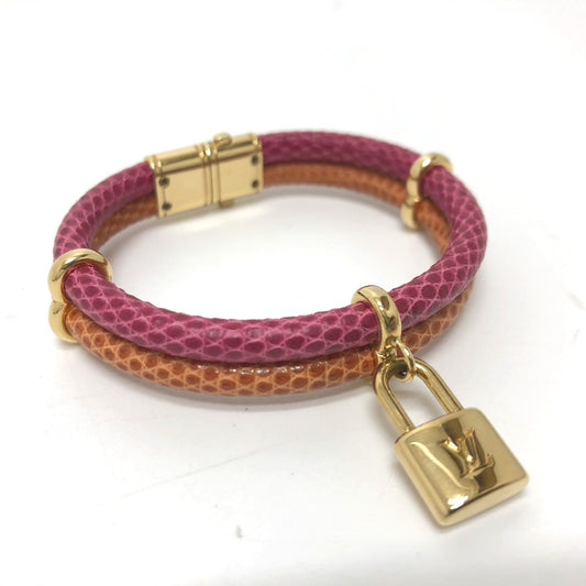 LOUIS VUITTON Keep It Twice Bracelet, Leather, Unisex, Pink