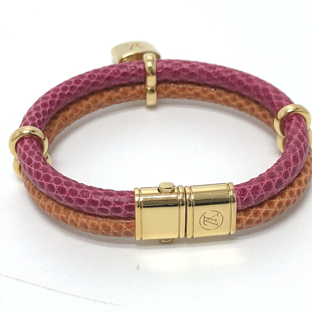 LOUIS VUITTON Keep It Twice Bracelet, Leather, Unisex, Pink