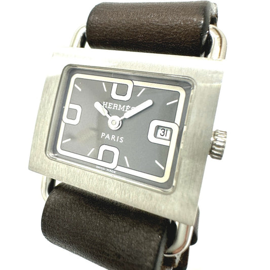 HERMES BA1.210 バレニア クォーツ デイト 腕時計 SS レディース