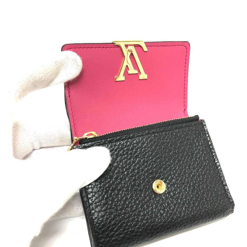 LOUIS VUITTON M68587 バイカラー ポルトフォイユ・カプシーヌ XS 財布 ウォレット コンパクトウォレット 3つ折り財布 トリヨンレザー レディース ノワール ブラック×ピンク