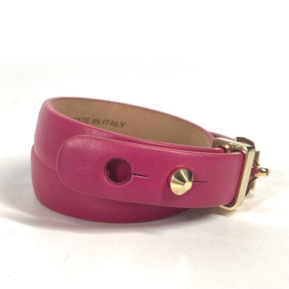 Salvatore Ferragamo 2重 ガンチーニ アクセサリー ブレスレット レザー レディース ピンク - brandshop-reference