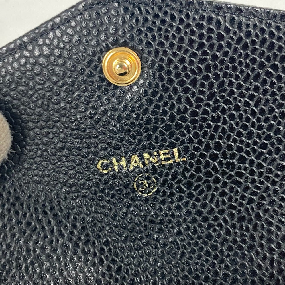 CHANEL A13233 CC ココマーク 財布 小銭入れ コンパクトウォレット コインケース キャビアスキン レディース ブラック - brandshop-reference