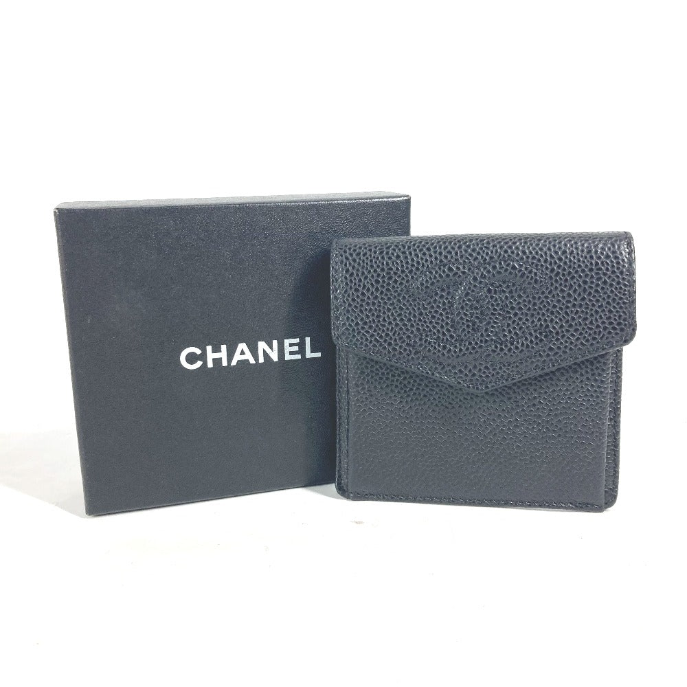 CHANEL A13233 CC ココマーク 財布 小銭入れ コンパクトウォレット コインケース キャビアスキン レディース ブラック - brandshop-reference