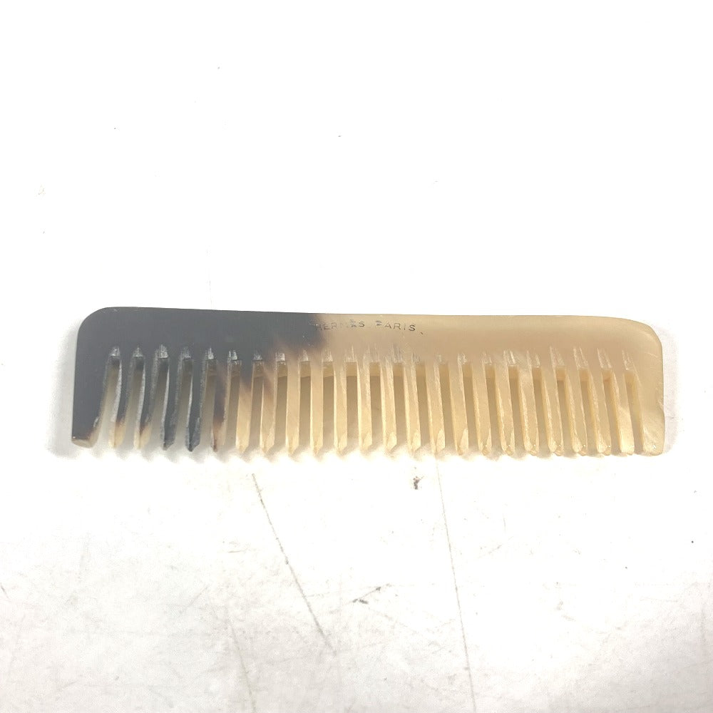 HERMES ヘアケア ケース付き アクセサリー ミニ 小物 コーム 櫛 ポーチ付き くし バッファローホーン ユニセックス ベージュ - brandshop-reference