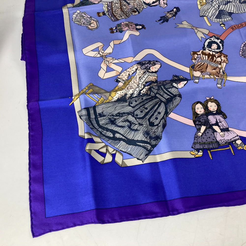 HERMES カレ90 人形 ドール HELLO DOLLY ハロードリー スカーフ シルク レディース パープル