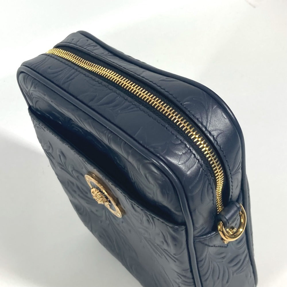 VERSACE メデューサ ロゴ 斜め掛け ポシェット カバン ショルダーバッグ レザー ユニセックス ネイビー - brandshop-reference