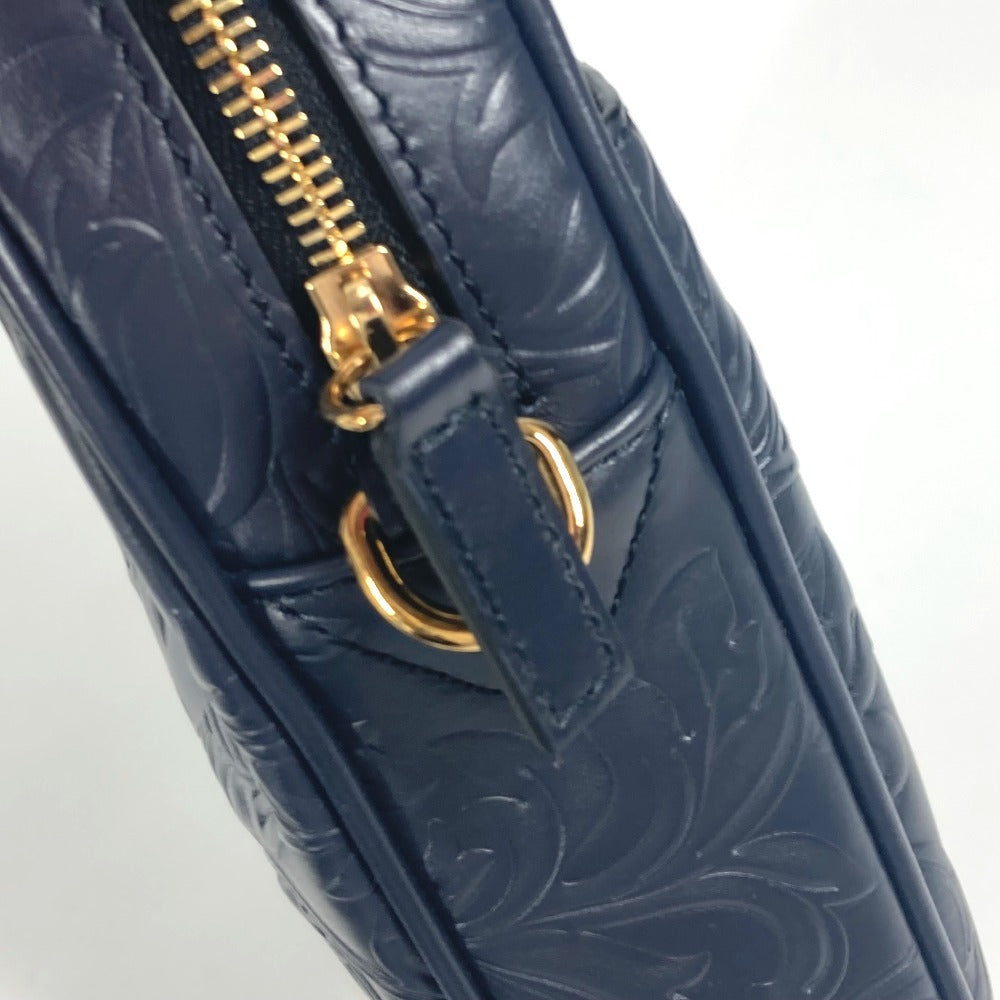 VERSACE メデューサ ロゴ 斜め掛け ポシェット カバン ショルダーバッグ レザー ユニセックス ネイビー - brandshop-reference