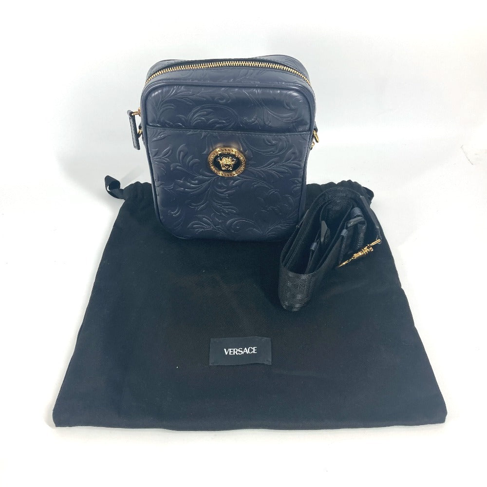 VERSACE メデューサ ロゴ 斜め掛け ポシェット カバン ショルダーバッグ レザー ユニセックス ネイビー - brandshop-reference