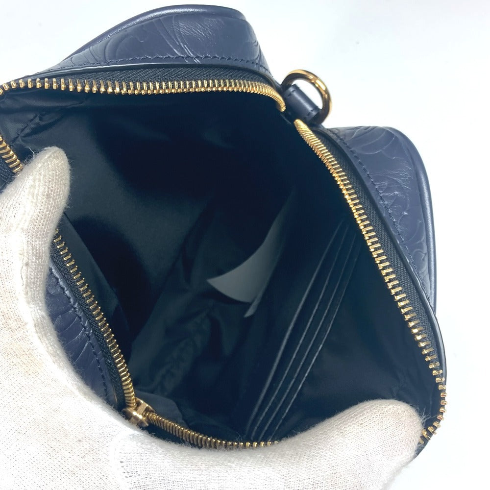 VERSACE メデューサ ロゴ 斜め掛け ポシェット カバン ショルダーバッグ レザー ユニセックス ネイビー - brandshop-reference