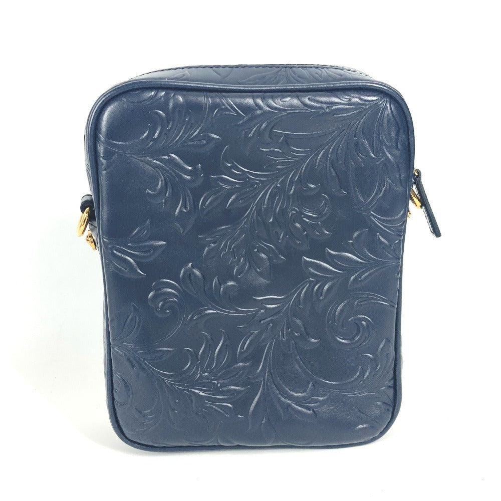 VERSACE メデューサ ロゴ 斜め掛け ポシェット カバン ショルダーバッグ レザー ユニセックス ネイビー - brandshop-reference