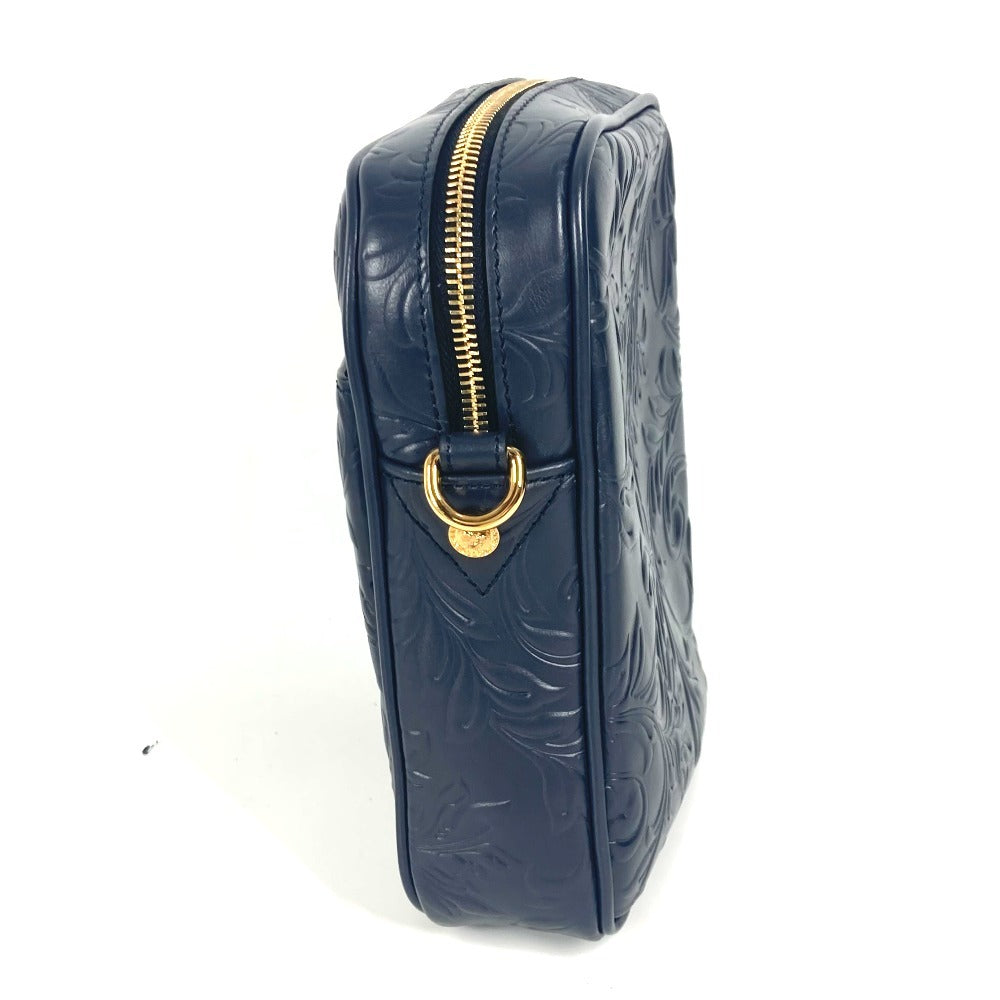 VERSACE メデューサ ロゴ 斜め掛け ポシェット カバン ショルダーバッグ レザー ユニセックス ネイビー - brandshop-reference