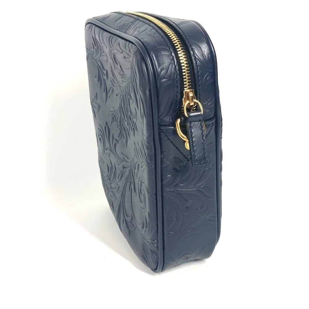 VERSACE メデューサ ロゴ 斜め掛け ポシェット カバン ショルダーバッグ レザー ユニセックス ネイビー - brandshop-reference