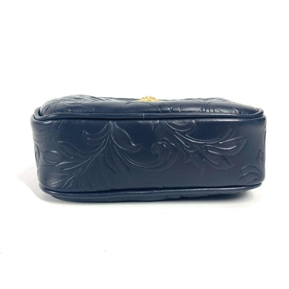 VERSACE メデューサ ロゴ 斜め掛け ポシェット カバン ショルダーバッグ レザー ユニセックス ネイビー - brandshop-reference