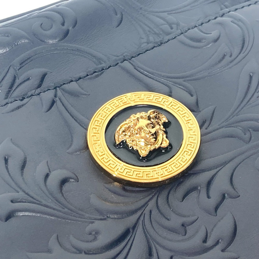 VERSACE メデューサ ロゴ 斜め掛け ポシェット カバン ショルダーバッグ レザー ユニセックス ネイビー - brandshop-reference