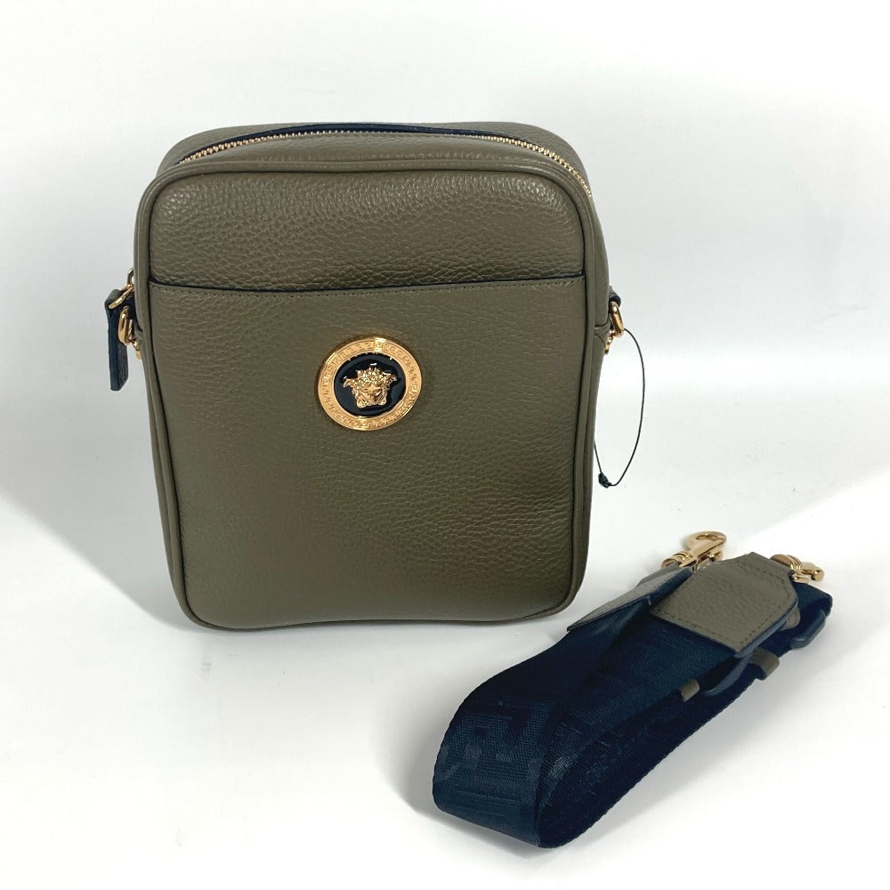 VERSACE メデューサ ロゴ 斜め掛け ポシェット カバン ショルダーバッグ レザー ユニセックス ブラウン系 - brandshop-reference