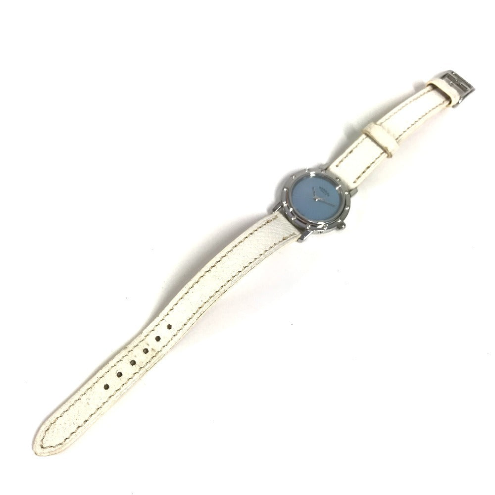 Hermes CL4.230 Clipper Nacre 12p Diamond Ladies Watch Watch Leather Belt Watch Lady Ladies White