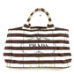 PRADA Kanapa Logo Border Bag Tote Bag Handbag Canvas Women's Brown