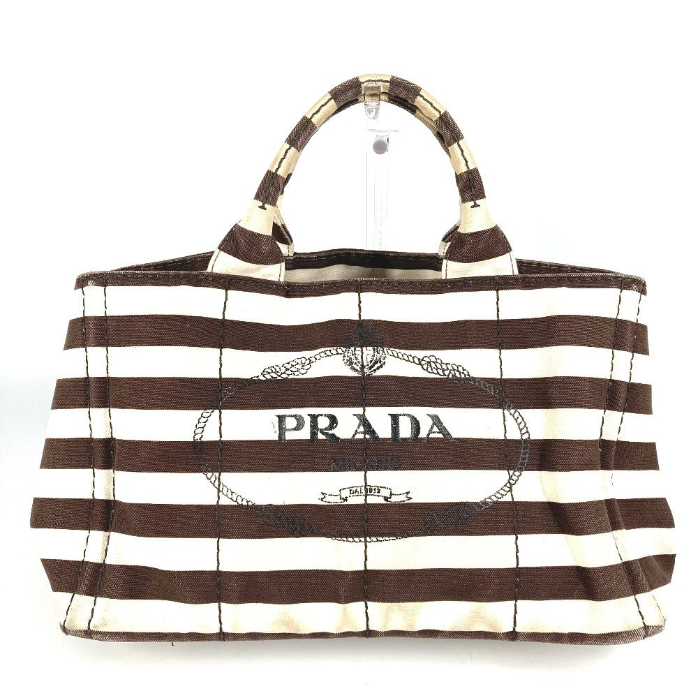 PRADA Kanapa Logo Border Bag Tote Bag Handbag Canvas Women's Brown