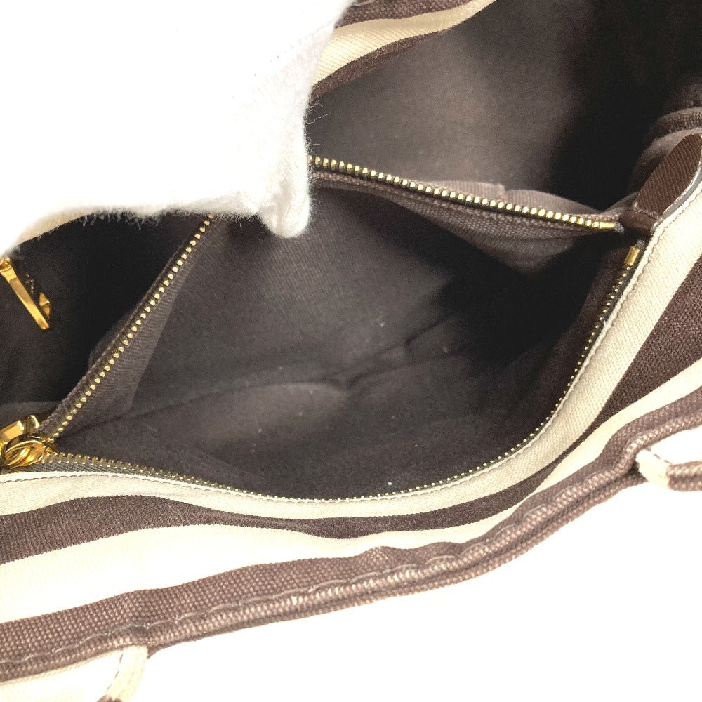 PRADA Kanapa Logo Border Bag Tote Bag Handbag Canvas Women's Brown
